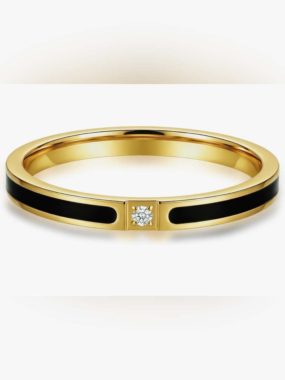 Stunning Nordstrom 18KT Gold vermeil 
Topaz Black enamel ring 7